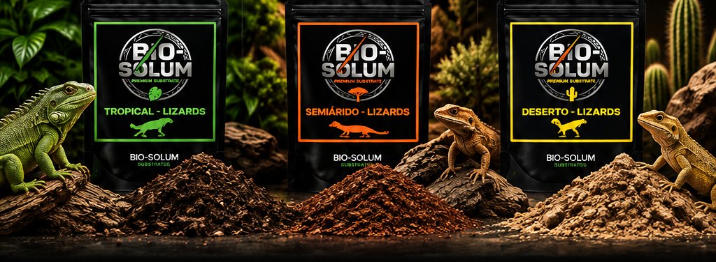 Pacotes BIO-SOLUM para lagartos com iguana e lagartos